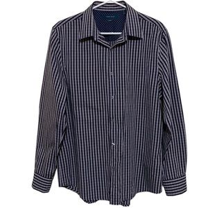 Perry Ellis Men’s Blue/White/Red Checkered Slim Fit Long Sleeve Shirt Si…